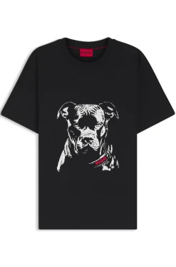 Cotton-jersey T-shirt with dog artwork