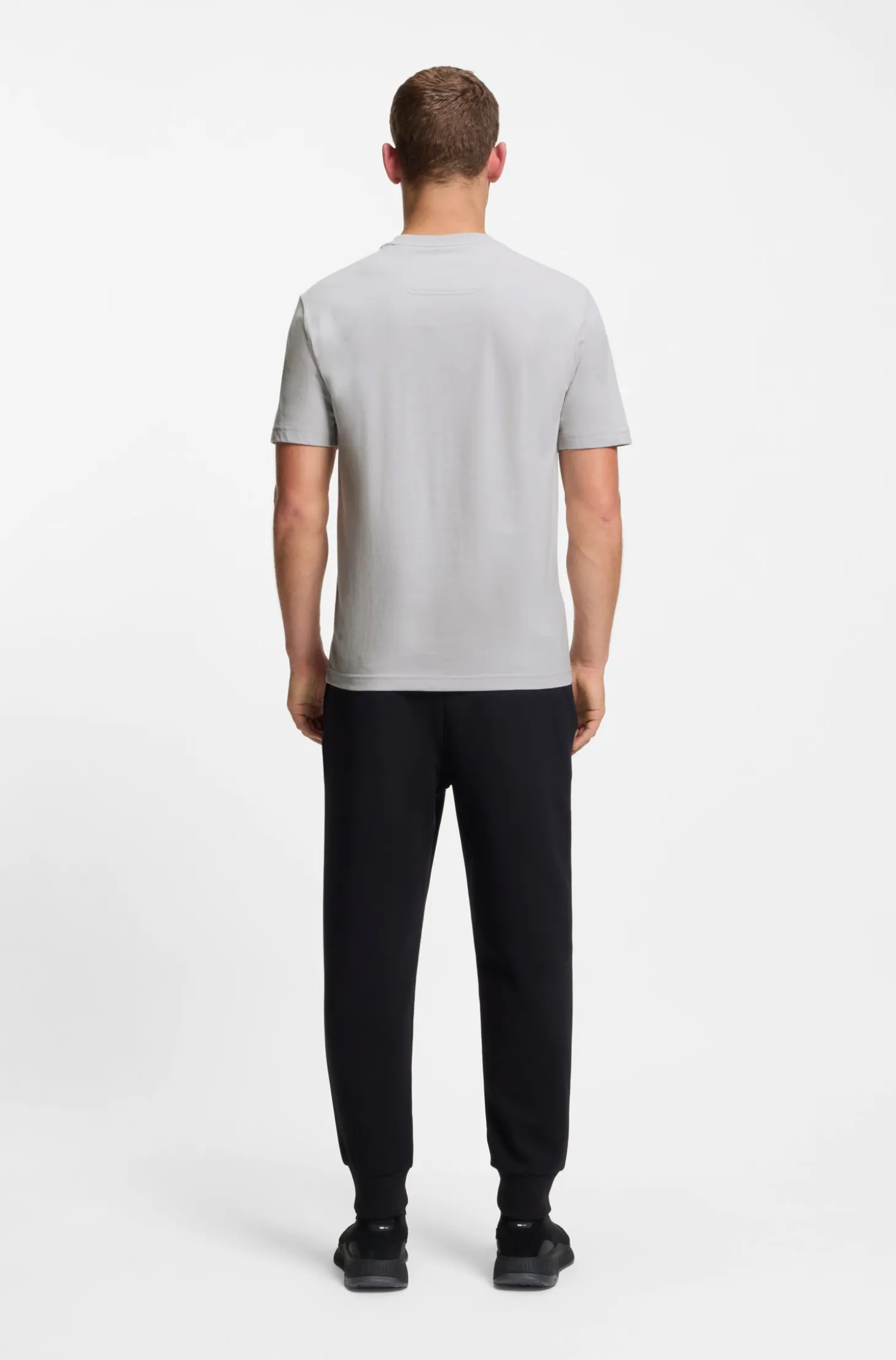 Cotton-jersey T-shirt with double logo artwork