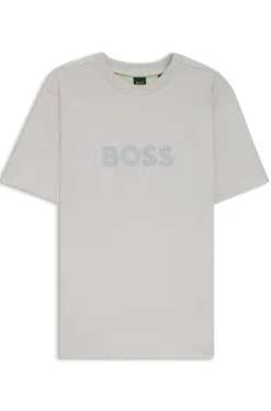 Cotton-jersey T-shirt with double logo artwork