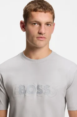 Cotton-jersey T-shirt with double logo artwork