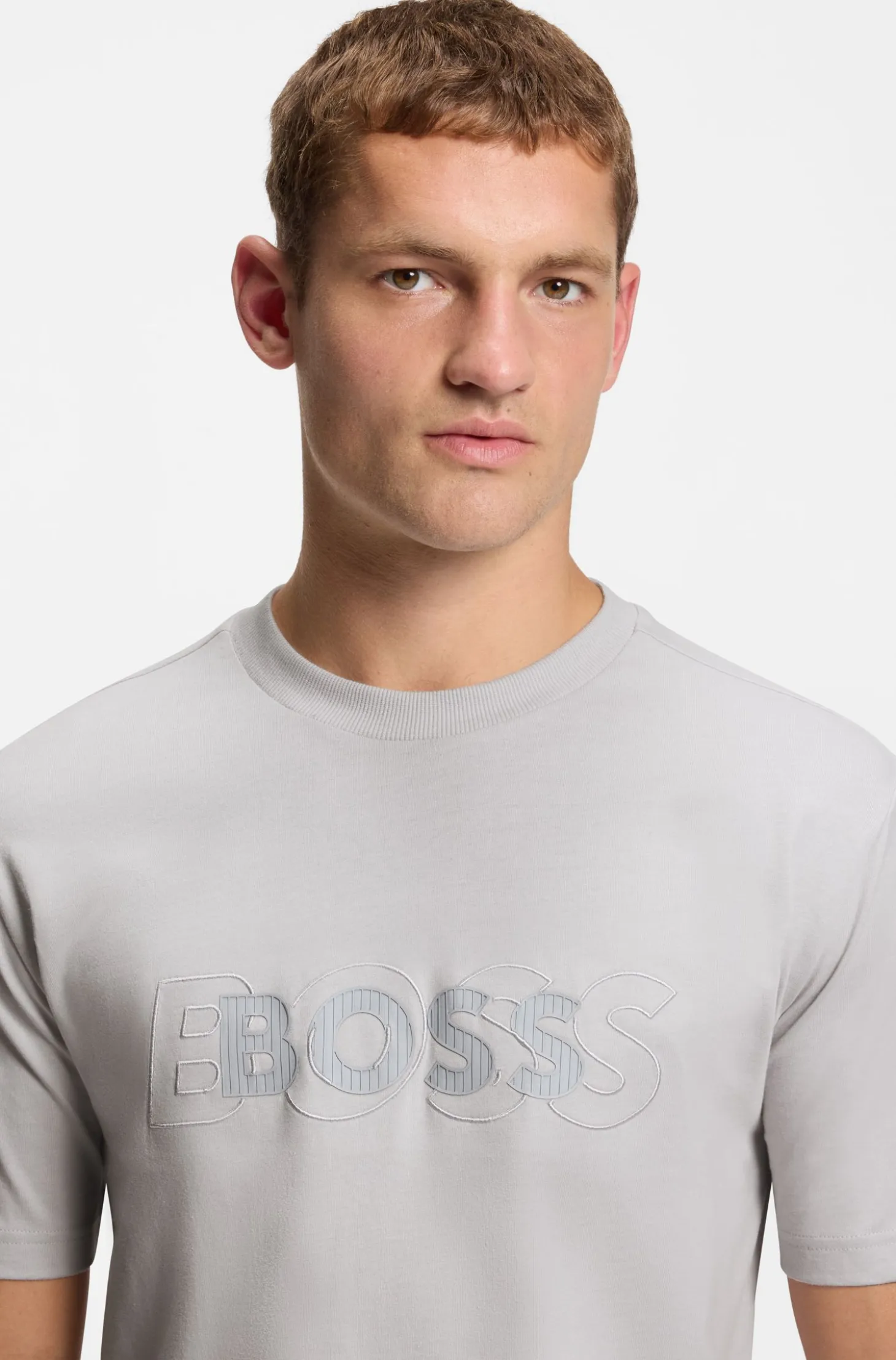 Cotton-jersey T-shirt with double logo artwork