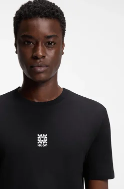 Cotton-jersey T-shirt with embroidered logo artwork