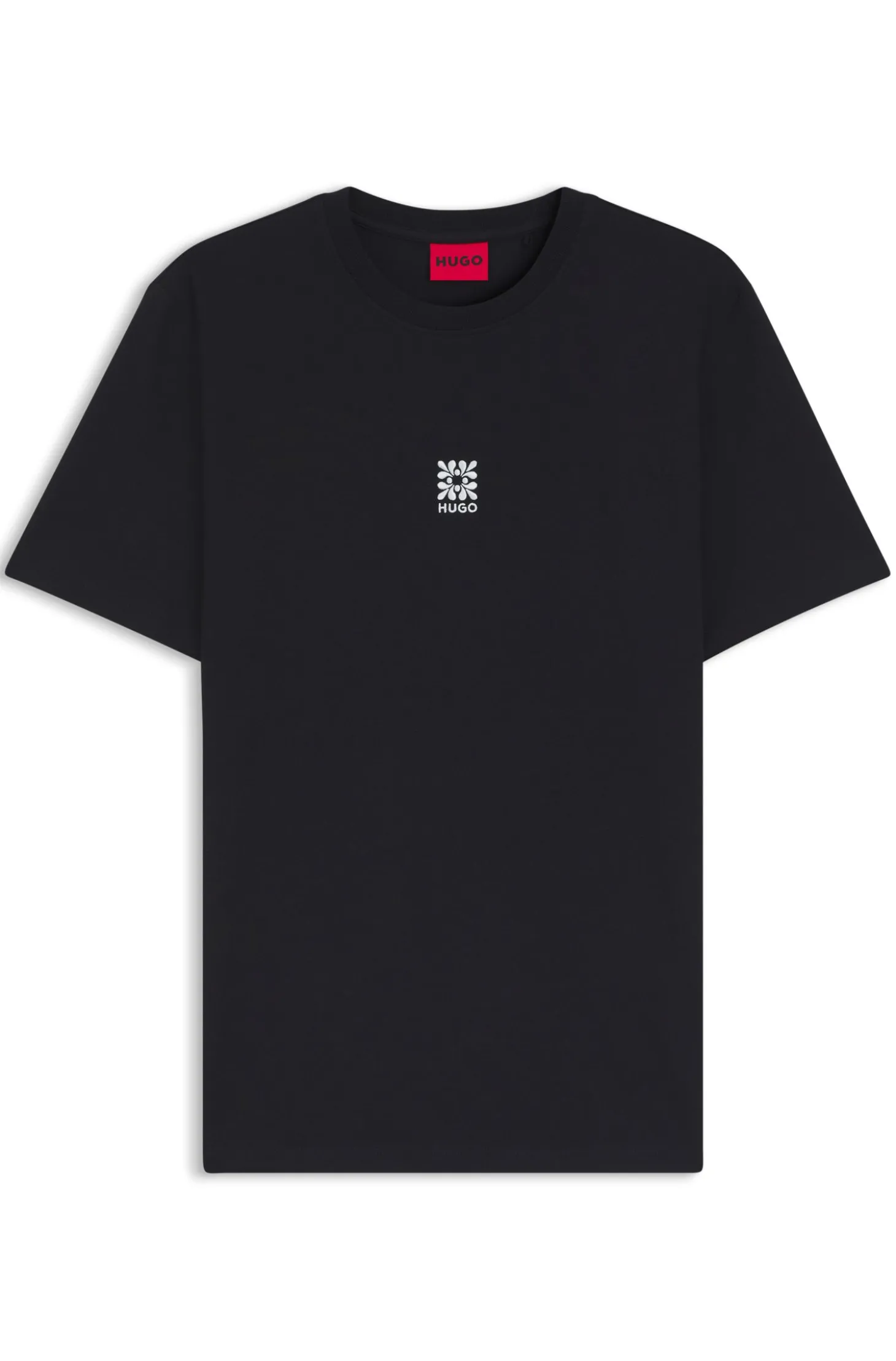 Cotton-jersey T-shirt with embroidered logo artwork