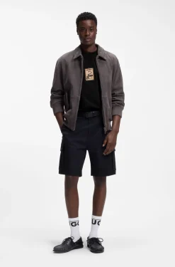 Cotton-jersey T-shirt with embroidered badge