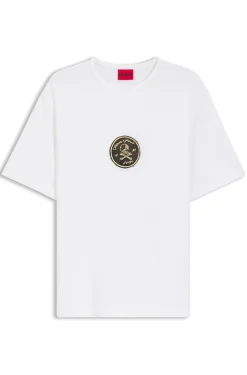 Cotton-jersey T-shirt with embroidered badge