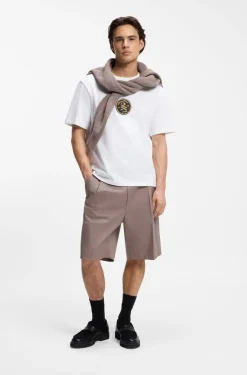 Cotton-jersey T-shirt with embroidered badge