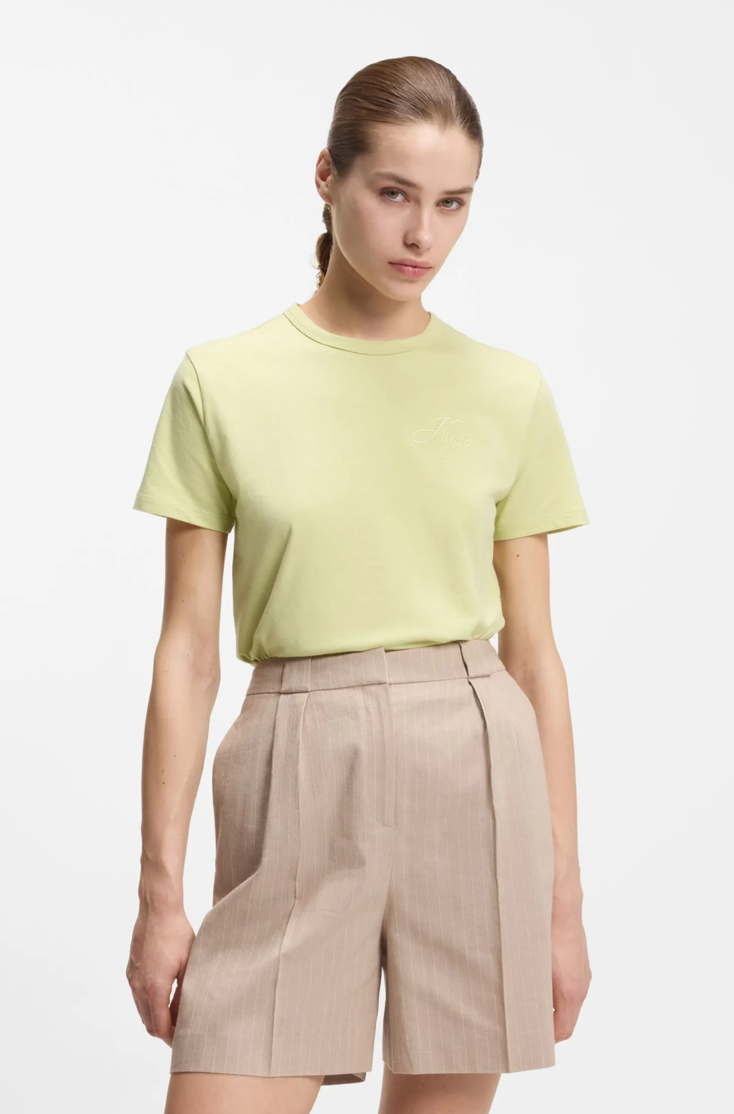 Cotton-jersey T-shirt with embroidered script logo