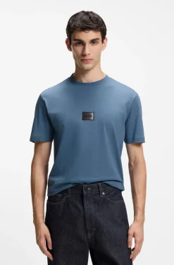 Cotton-jersey T-shirt with gradient logo label