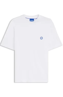 Cotton-jersey T-shirt with Happy HUGO logo