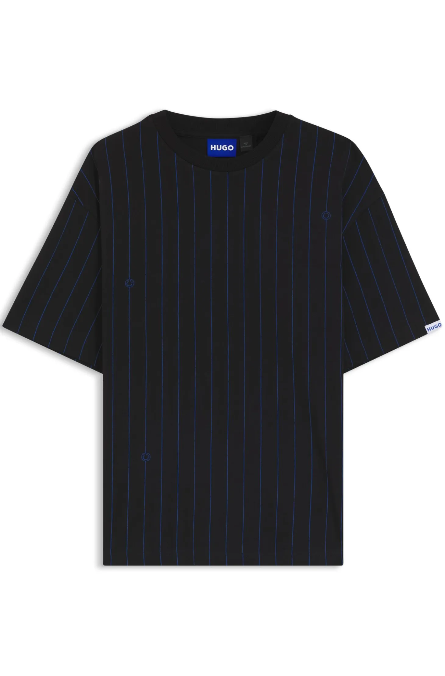 Cotton-jersey T-shirt with Happy HUGO logo stripe