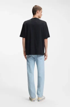 Cotton-jersey T-shirt with Happy HUGO logo stripe