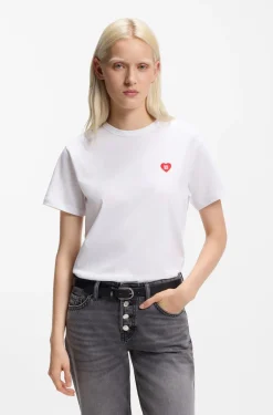 Cotton-jersey T-shirt with heart logo