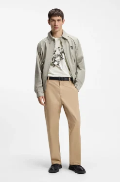 Cotton-jersey T-shirt with horse-racing artwork