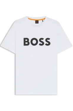 Cotton-jersey T-shirt with large logo print
