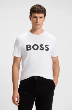Cotton-jersey T-shirt with large logo print