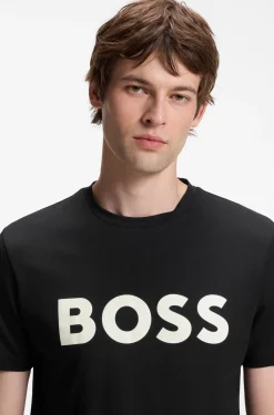 Cotton-jersey T-shirt with large logo print