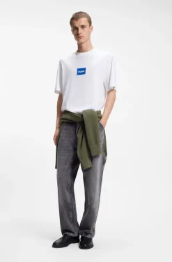 Cotton-jersey T-shirt with logo print