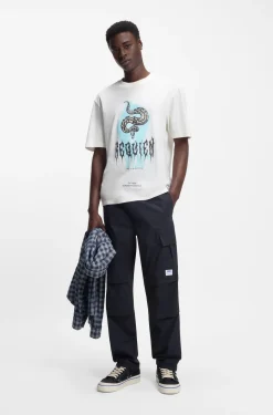 Cotton-jersey T-shirt with logo artwork