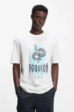 Cotton-jersey T-shirt with logo artwork