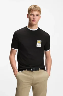Cotton-jersey T-shirt with logo artwork