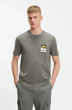 Cotton-jersey T-shirt with logo artwork