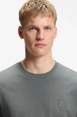 Cotton-jersey T-shirt with logo patch