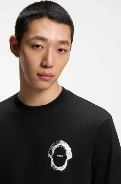 Cotton-jersey T-shirt with marine artwork