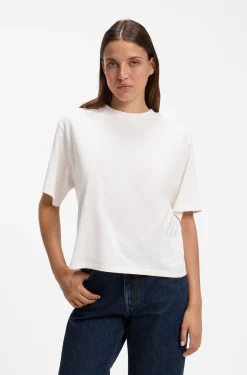 Cotton-jersey T-shirt with oversized logo embroidery