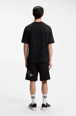 Cotton-jersey T-shirt with palm-tree artwork
