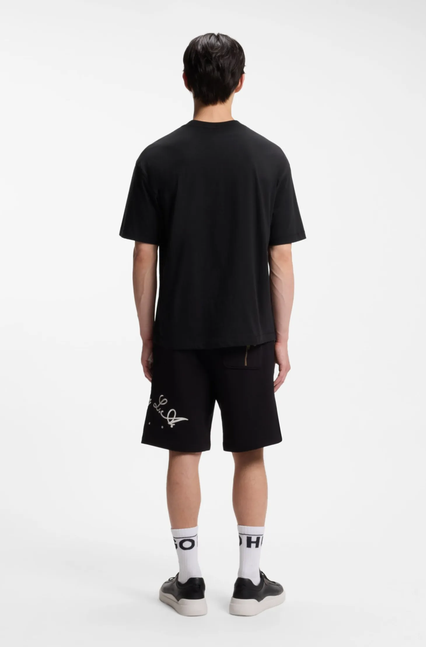 Cotton-jersey T-shirt with palm-tree artwork
