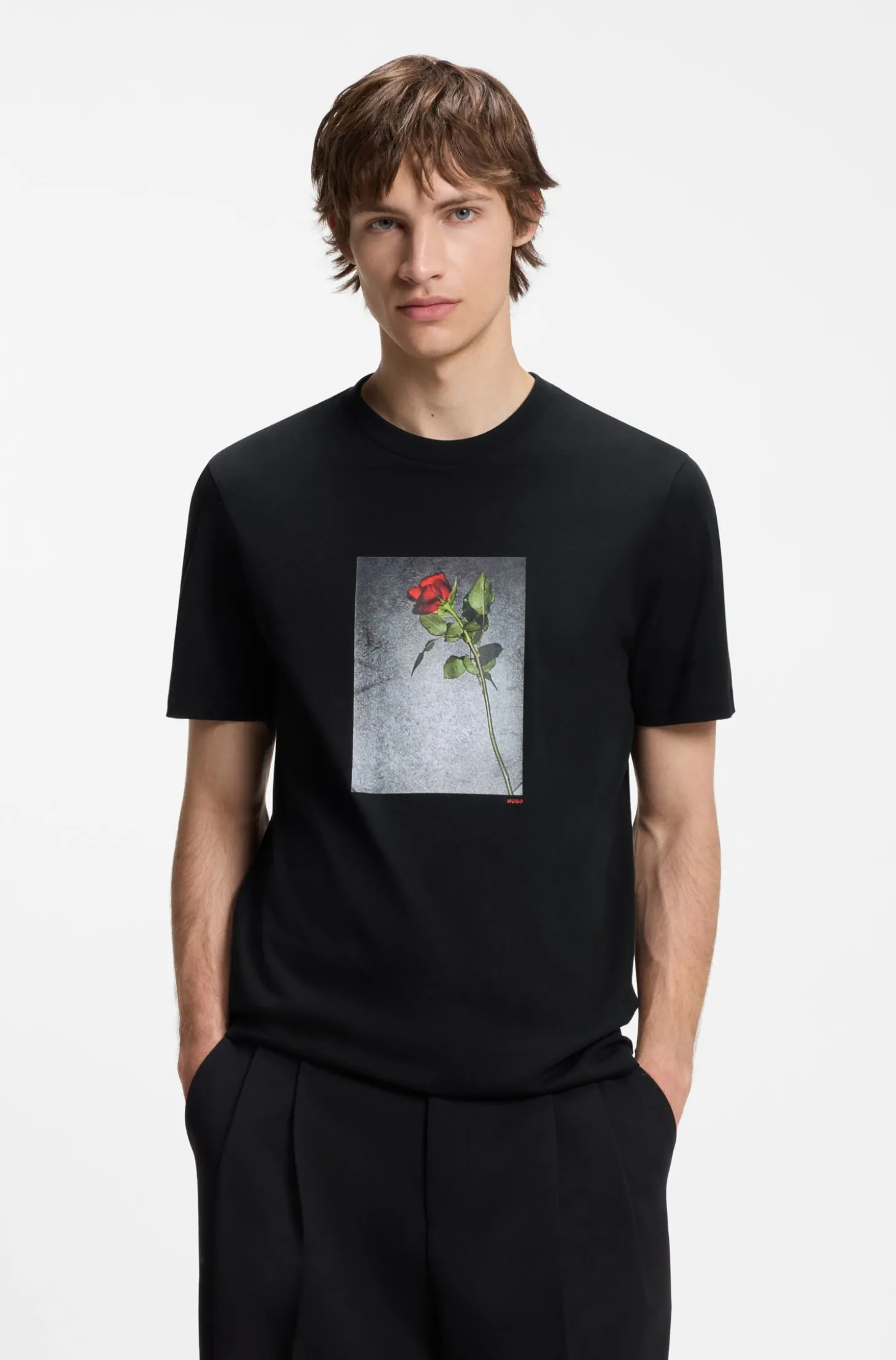 Cotton-jersey T-shirt with printed artwork
