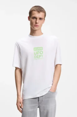 Cotton-jersey T-shirt with printed artwork
