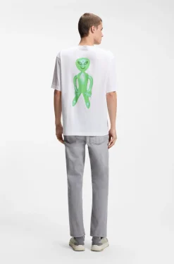 Cotton-jersey T-shirt with printed artwork