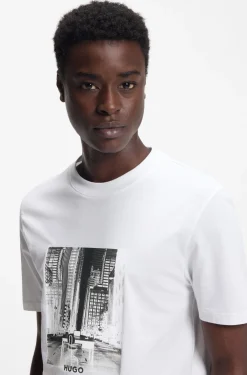 Cotton-jersey T-shirt with printed artwork