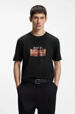 Cotton-jersey T-shirt with printed artwork