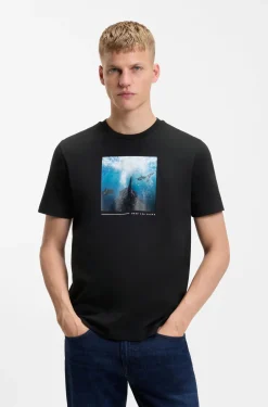 Cotton-jersey T-shirt with printed artwork