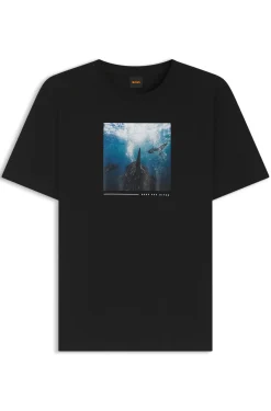 Cotton-jersey T-shirt with printed artwork