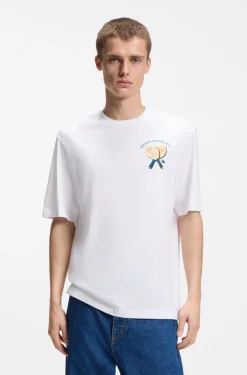 Cotton-jersey T-shirt with rear printed artwork