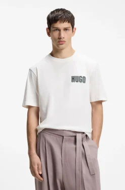 Cotton-jersey T-shirt with rear graphic