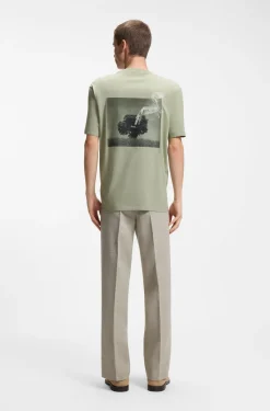 Cotton-jersey T-shirt with rear graphic