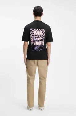 Cotton-jersey T-shirt with rear logo artwork