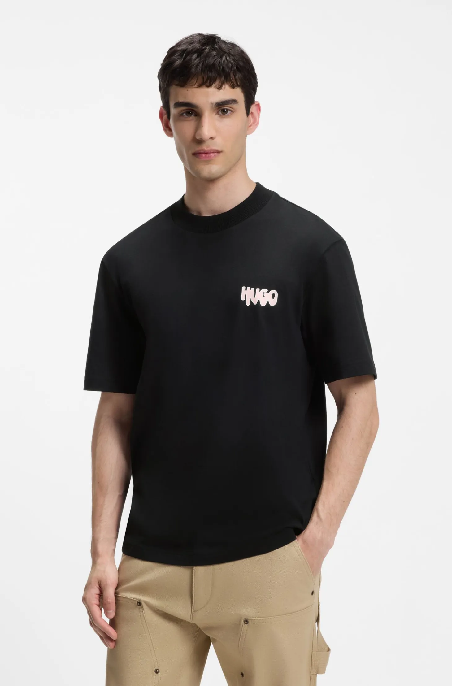 Cotton-jersey T-shirt with rear logo artwork