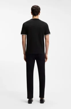 Cotton-jersey T-shirt with signature-stripe cuffs