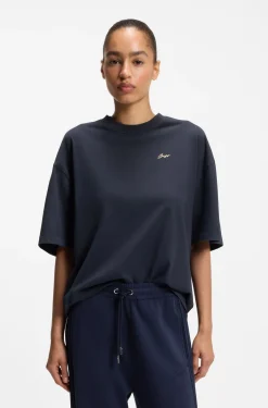 Cotton-jersey T-shirt with slogan artwork