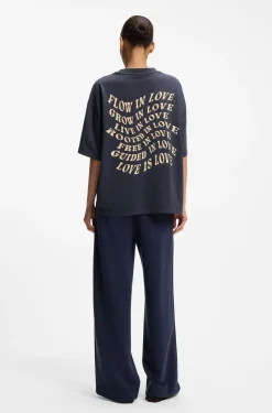 Cotton-jersey T-shirt with slogan artwork