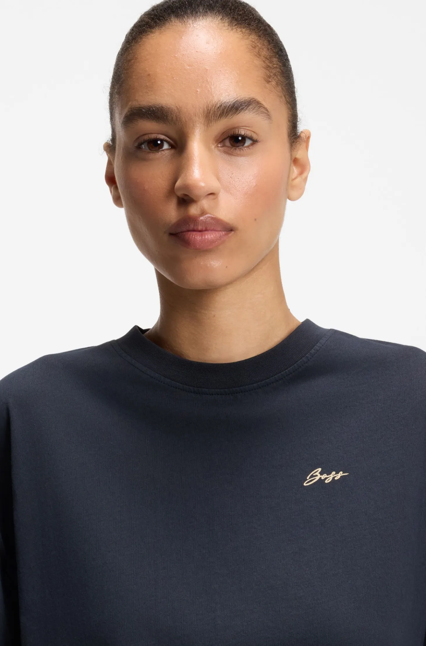 Cotton-jersey T-shirt with slogan artwork