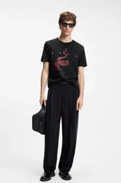 Cotton-jersey T-shirt with spaced-out logo