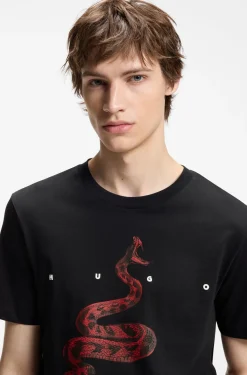 Cotton-jersey T-shirt with spaced-out logo