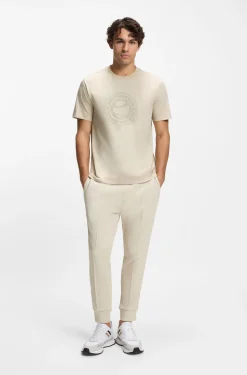Cotton-jersey T-shirt with tennis-themed artwork