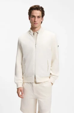 Cotton-knit hybrid jacket with bomber collar